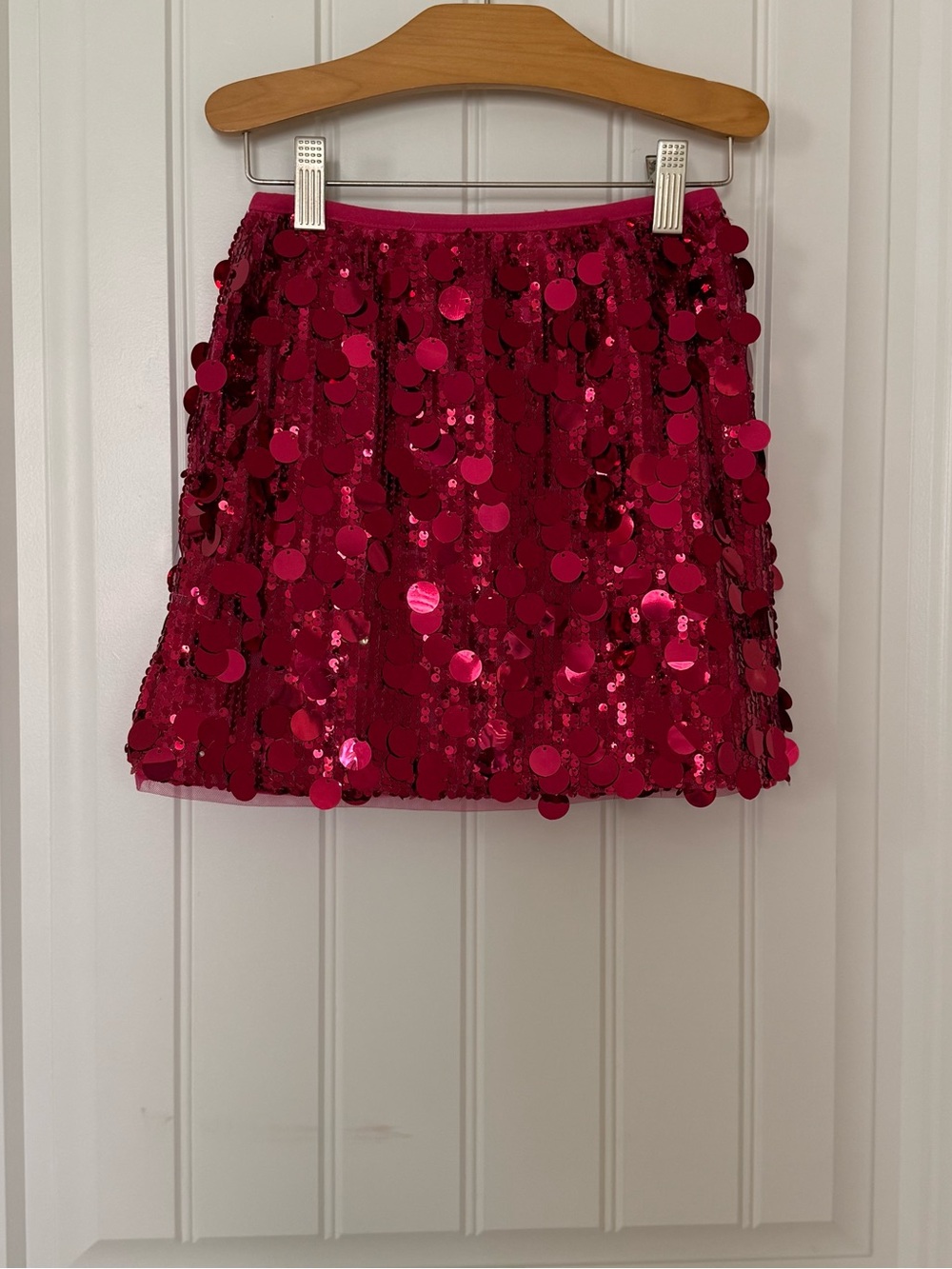 Lola + The Boys Magic Paillette Mini Skirt Size 10 Hot Pink Sequin Party Skirt